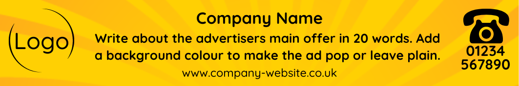Example PhoneFile box advert layout showing logo, offer, and phone number